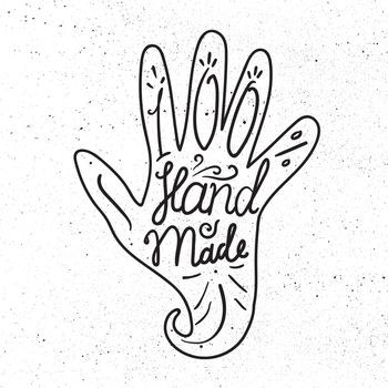 Badge template with 100 handmade product symbol. Vintage sticker with text 100 hand made. 100 Percents Hand Made Design Element, Label, Insignia, Tag, Emblem. Vector