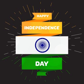 Happy Independence day India Greeting Template with Ashoka wheel. 15th of august. Design elements for print, card, banner, celebration. Vector