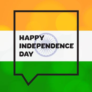 Happy Independence day India Greeting Template with Ashoka wheel. 15th of august. Design elements for print, card, banner, celebration. Vector