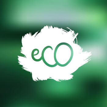Hand drawn ecology and 100 percents natural lettering. Isolated grunge sticker or nature icon of quality for banner, web, card, print. Eco design. Vector