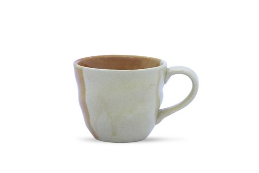 Vintage ceramic mug isolated on white, Coffee ceramic cup in two tone color