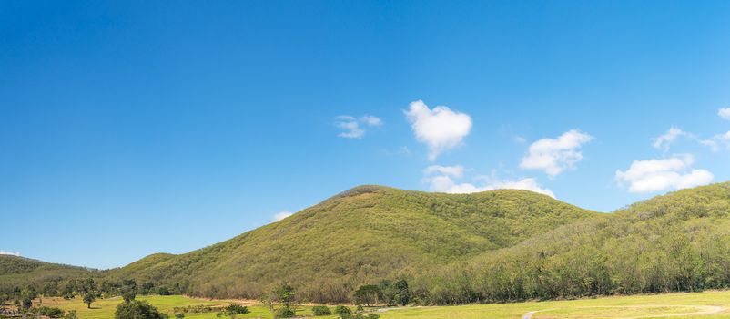 Panorama landscape view of mountain agent blue sky  in countryside Thailand