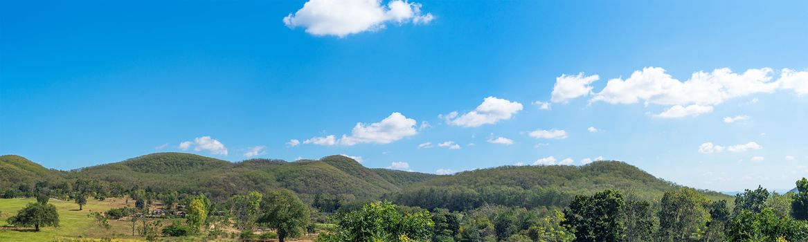 Panorama landscape view of mountain agent blue sky  in countryside Thailand