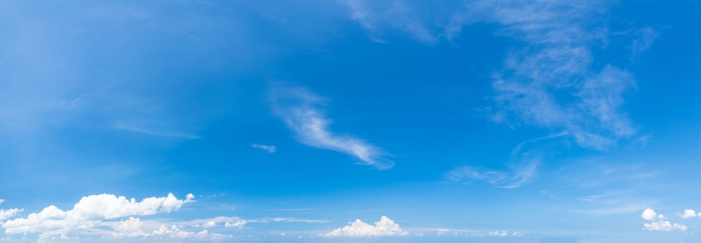Soft white clouds against blue sky ,Panoramic fluffy clouds in the blue sky