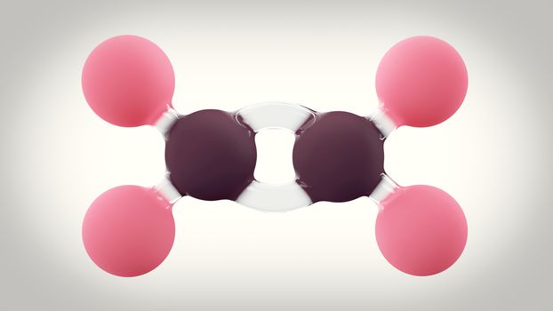 3d Rendering of ethylene molecule, clipping path included.