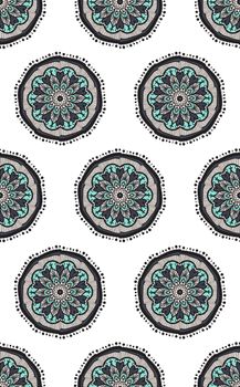 Hand drawn Mandala Seamless Pattern. Arabic, indian, turkish and ottoman culture decoration style. Ethnic ornamental background. Magic vintage template of greeting, card, print, cloth, tattoo. Vector