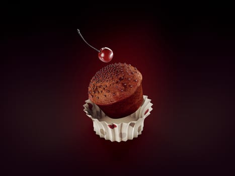 Sweet dessert Cake, cupcake. 3d Illustration, clipping path included.