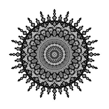 Hand drawn Mandala in arabic, indian, islam and ottoman culture decoration style. Ethnic geometric ornamental background. Magic vintage template of greeting, card, print, cloth, tattoo. Vector