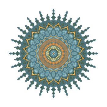 Hand drawn Mandala in arabic, indian, islam and ottoman culture decoration style. Ethnic geometric ornamental background. Magic vintage template of greeting, card, print, cloth, tattoo. Vector