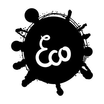 Hand drawn ecology and 100 percents natural lettering badge. Isolated grunge sticker or nature icon of quality for banner, web, card, print. Eco design. Vector