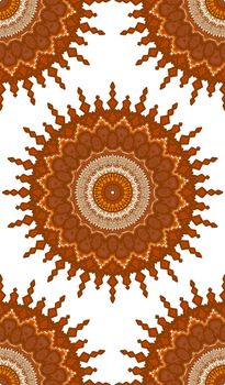 Hand drawn Gold Mandala Seamless Pattern. Arabic, indian, turkish and ottoman culture decoration style. Ethnic ornamental background. Magic vintage template of greeting, print, cloth, tattoo. Vector
