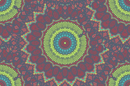 Hand drawn Gold Mandala Seamless Pattern. Arabic, indian, turkish and ottoman culture decoration style. Ethnic ornamental background. Magic vintage template of greeting, print, cloth, tattoo. Vector