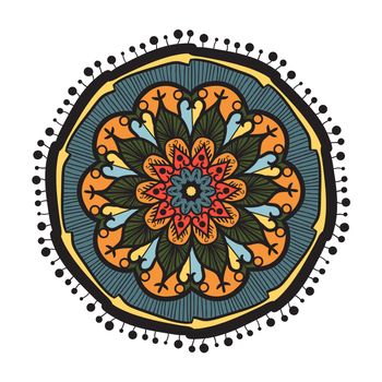 Hand drawn Mandala in arabic, indian, islam and ottoman culture decoration style. Ethnic geometric ornamental background. Magic vintage template of greeting, card, print, cloth, tattoo. Vector