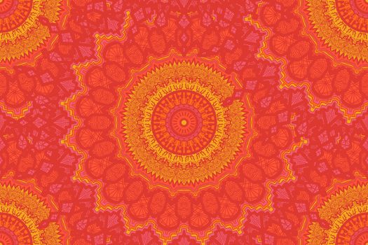 Hand drawn Gold Mandala Seamless Pattern. Arabic, indian, turkish and ottoman culture decoration style. Ethnic ornamental background. Magic vintage template of greeting, print, cloth, tattoo. Vector