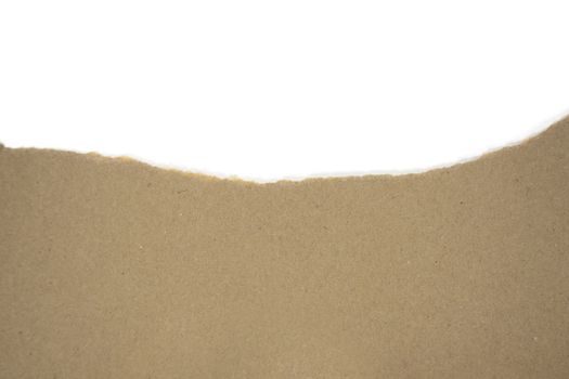 Isolated Torn Brown Package Paper with White Blank Copyspace