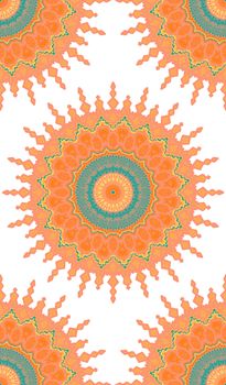 Hand drawn Gold Mandala Seamless Pattern. Arabic, indian, turkish and ottoman culture decoration style. Ethnic ornamental background. Magic vintage template of greeting, print, cloth, tattoo. Vector