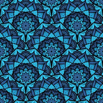 Hand drawn Mandala Seamless Pattern. Arabic, indian, turkish and ottoman culture decoration style. Ethnic ornamental background. Magic vintage template of greeting, card, print, cloth, tattoo. Vector