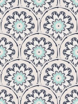 Hand drawn Mandala Seamless Pattern. Arabic, indian, turkish and ottoman culture decoration style. Ethnic ornamental background. Magic vintage template of greeting, card, print, cloth, tattoo. Vector