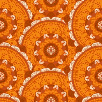 Hand drawn Mandala Seamless Pattern. Arabic, indian, turkish and ottoman culture decoration style. Ethnic ornamental background. Magic vintage template of greeting, card, print, cloth, tattoo. Vector