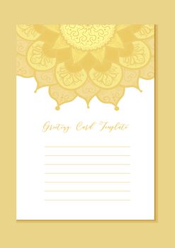 Mandala vintage template card in arabic and indian, islam and ottoman, turkish, asian style for brochure, flyer, greeting, invitation card, cover. Format A4. Floral holiday ornamental design. Vector