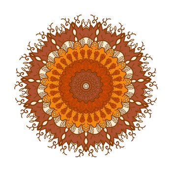 Hand drawn Mandala in arabic, indian, islam and ottoman culture decoration style. Ethnic geometric ornamental background. Magic vintage template of greeting, card, print, cloth, tattoo. Vector
