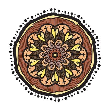 Hand drawn Mandala in arabic, indian, islam and ottoman culture decoration style. Ethnic geometric ornamental background. Magic vintage template of greeting, card, print, cloth, tattoo. Vector