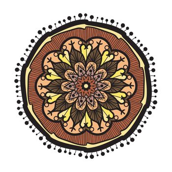 Hand drawn Mandala in arabic, indian, islam and ottoman culture decoration style. Ethnic geometric ornamental background. Magic vintage template of greeting, card, print, cloth, tattoo. Vector