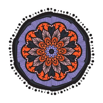 Hand drawn Mandala in arabic, indian, islam and ottoman culture decoration style. Ethnic geometric ornamental background. Magic vintage template of greeting, card, print, cloth, tattoo. Vector