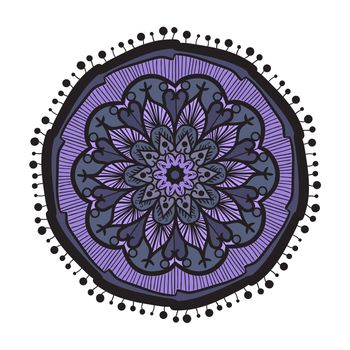 Hand drawn Mandala in arabic, indian, islam and ottoman culture decoration style. Ethnic geometric ornamental background. Magic vintage template of greeting, card, print, cloth, tattoo. Vector