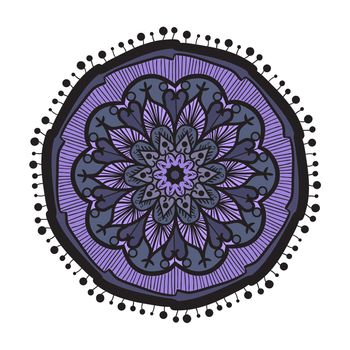 Hand drawn Mandala in arabic, indian, islam and ottoman culture decoration style. Ethnic geometric ornamental background. Magic vintage template of greeting, card, print, cloth, tattoo. Vector