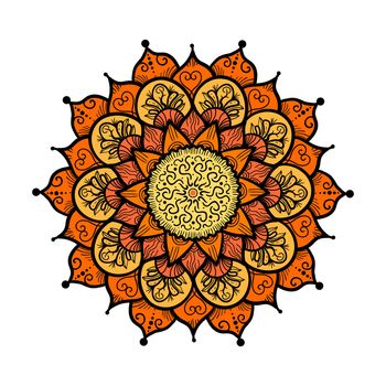 Hand drawn Mandala in arabic, indian, islam and ottoman culture decoration style. Ethnic geometric ornamental background. Magic vintage template of greeting, card, print, cloth, tattoo. Vector