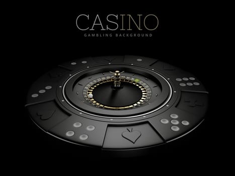 3d rendering of Casino blue chip and roulette. clipping path included