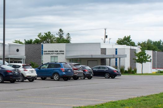 "Brighton, Ontario/Canada - 07/22/2019: King Edward Park Area Community Centre  in a small town Canadian city of Brighton near Pesquile Lake Provincial Park ."