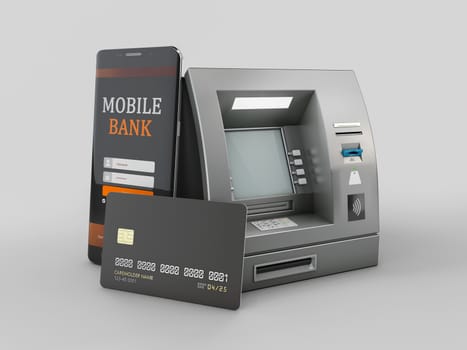 3d Rendering of Mobile online banking and payment concept. clipping path included.