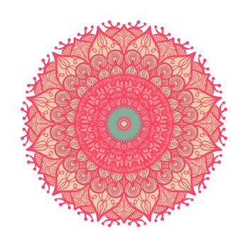 Hand drawn Mandala in arabic, indian, islam and ottoman culture decoration style. Ethnic geometric ornamental background. Magic vintage template of greeting, card, print, cloth, tattoo. Vector