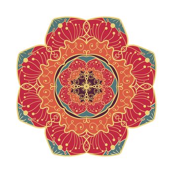 Hand drawn Mandala in arabic, indian, islam and ottoman culture decoration style. Ethnic geometric ornamental background. Magic vintage template of greeting, card, print, cloth, tattoo. Vector