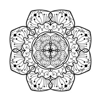 Hand drawn Mandala in arabic, indian, islam and ottoman culture decoration style. Ethnic geometric ornamental background. Magic vintage template of greeting, card, print, cloth, tattoo. Vector