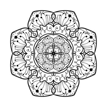 Hand drawn Mandala in arabic, indian, islam and ottoman culture decoration style. Ethnic geometric ornamental background. Magic vintage template of greeting, card, print, cloth, tattoo. Vector