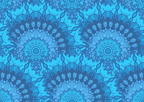 Hand drawn Mandala Seamless Pattern. Arabic, indian, turkish and ottoman culture decoration style. Ethnic ornamental background. Magic vintage template of greeting, card, print, cloth, tattoo. Vector