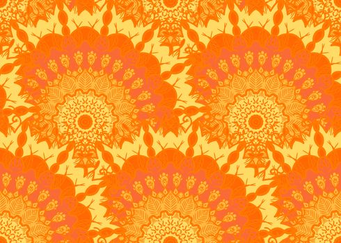 Hand drawn Mandala Seamless Pattern. Arabic, indian, turkish and ottoman culture decoration style. Ethnic ornamental background. Magic vintage template of greeting, card, print, cloth, tattoo. Vector
