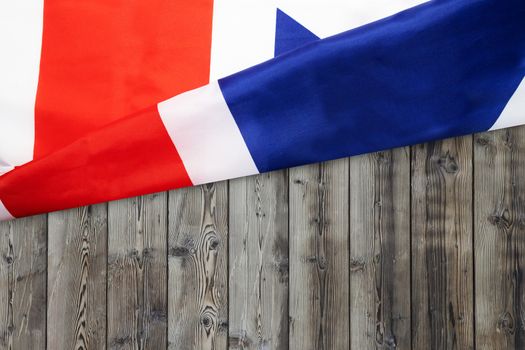 rippled uk  flag on wooden background