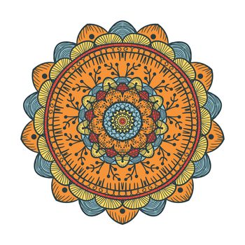 Hand drawn Mandala in arabic, indian, islam and ottoman culture decoration style. Ethnic geometric ornamental background. Magic vintage template of greeting, card, print, cloth, tattoo. Vector