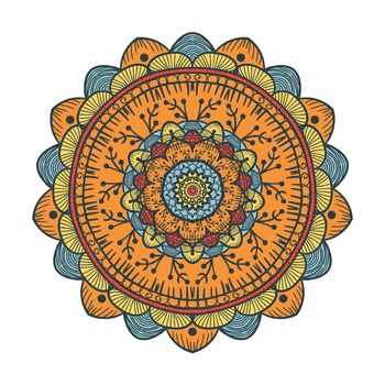 Hand drawn Mandala in arabic, indian, islam and ottoman culture decoration style. Ethnic geometric ornamental background. Magic vintage template of greeting, card, print, cloth, tattoo. Vector