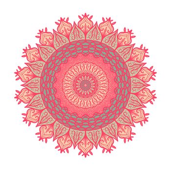 Hand drawn Mandala in arabic, indian, islam and ottoman culture decoration style. Ethnic geometric ornamental background. Magic vintage template of greeting, card, print, cloth, tattoo. Vector