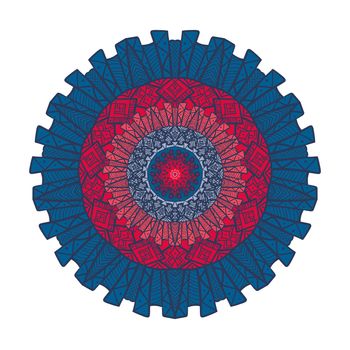 Hand drawn Mandala in arabic, indian, islam and ottoman culture decoration style. Ethnic geometric ornamental background. Magic vintage template of greeting, card, print, cloth, tattoo. Vector