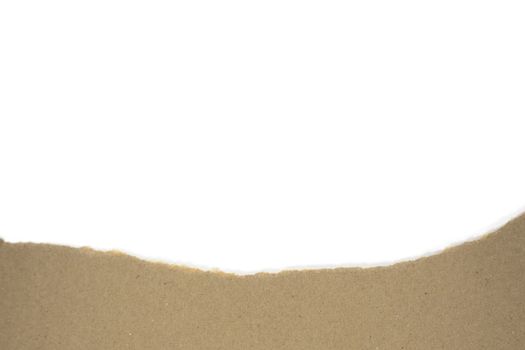 Isolated Torn Brown Package Paper with White Blank Copyspace