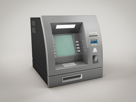 3d rendering of ATM Bank Cash Machine, clipping path included.