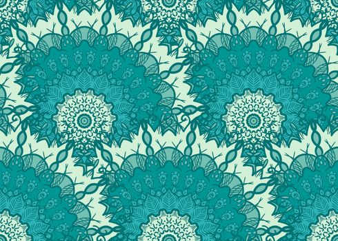 Hand drawn Mandala Seamless Pattern. Arabic, indian, turkish and ottoman culture decoration style. Ethnic ornamental background. Magic vintage template of greeting, card, print, cloth, tattoo. Vector