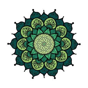 Hand drawn Mandala in arabic, indian, islam and ottoman culture decoration style. Ethnic geometric ornamental background. Magic vintage template of greeting, card, print, cloth, tattoo. Vector