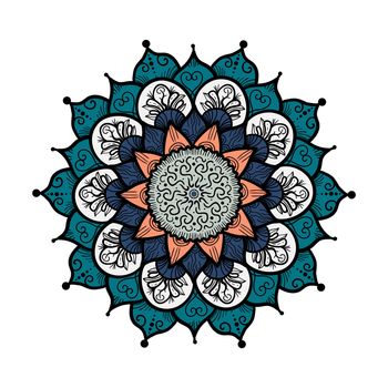 Hand drawn Mandala in arabic, indian, islam and ottoman culture decoration style. Ethnic geometric ornamental background. Magic vintage template of greeting, card, print, cloth, tattoo. Vector